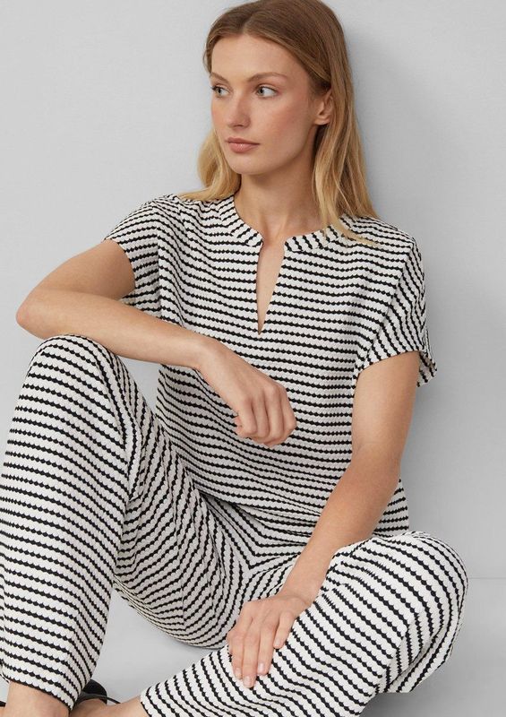 T-shirt - Gestreept - Polyestermix - Casual Pasvorm