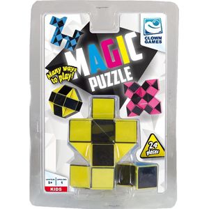 Clown Games Magic Puzzel - 24 Delig - Fidget Snake - Geel
