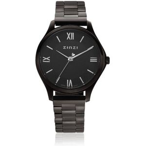 ZINZI Classy Mini horloge 30mm zwarte wijzerplaat zwarte stalen kast en band ziw1237