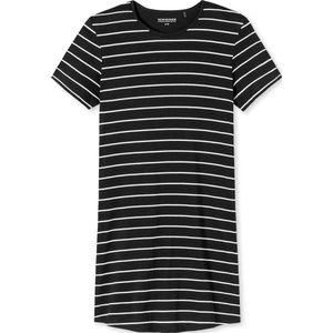 SCHIESSER Nightwear nachthemd - dames zwart gestreept nachthemd met korte mouwen - Maat: 36