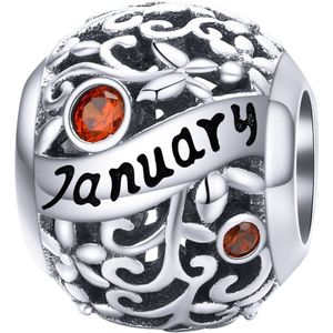 Geboortesteen maand Januari bedel | Rood zirkonia | bedels beads cadeau | Zilverana | geschikt voor alle bekende merken | 925 zilver | moederdag
