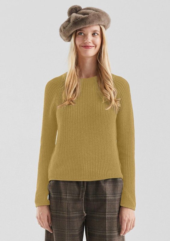 Gebreide Trui - Katoenmix - Gemêleerd - Met Raglanmouwen - Ronde Hals