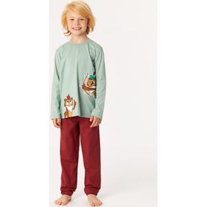 Woody pyjama jongens/heren - grijsblauw - uil - 222-1-PLU-S/806 - maat 164
