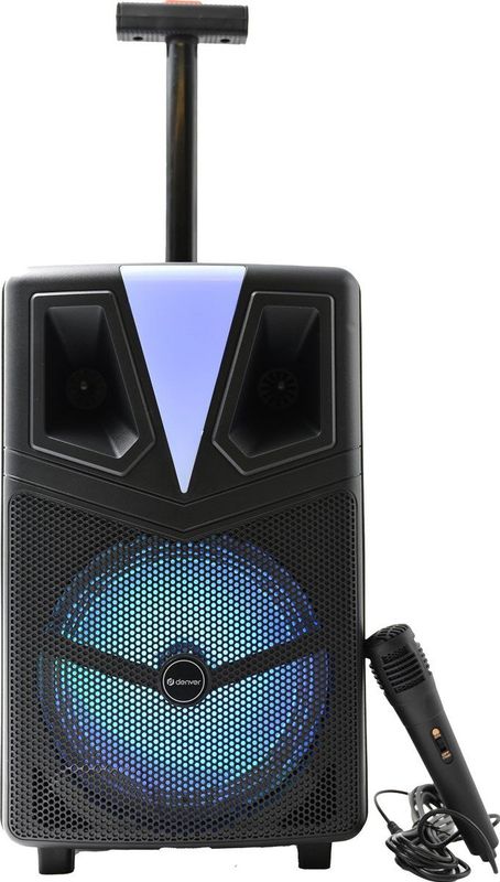 Denver TSP307 - Bluetooth Partyspeaker - Karaokemicrofoon - LED Discolamp - Trolley