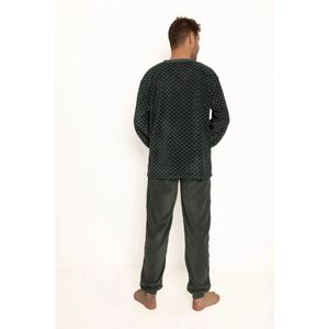 Outfitter Fleece heren pyjama - Squares- Warme winter mannen pyjama - Copy - XXL - Groen