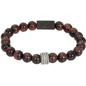 iXXXi - Lee - Armband - Gun Color - Rood Bruine Tiger-Eye Kralen