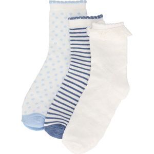 iN ControL 3pack meisjes sokken wit/blauw maat 35/38