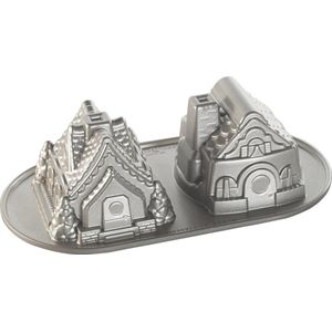Bakvorm ""Gingerbread House Duet Pan"" - Nordic Ware | Sparkling Silver Holiday