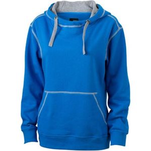 James and Nicholson Vrouwen/dames Lifestyle Hoodie (Kobaltblauw/Grijze Heide)