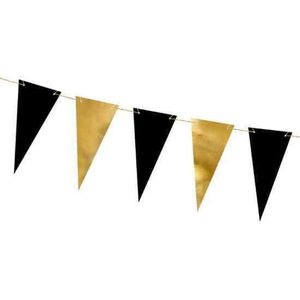 Partydeco - DIY Vlaggenlijn Goud en Zwart (13 cm) - 2,15m