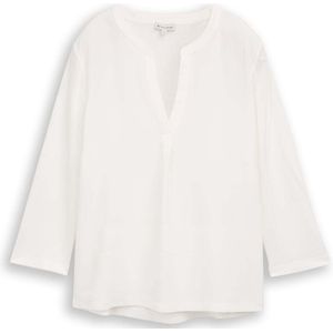 TOM TAILOR - Shirt - Wit - Driekwart Mouw - Normale Pasvorm