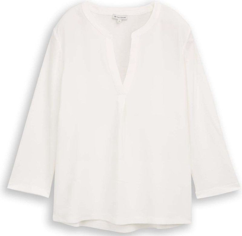 TOM TAILOR - Shirt - Wit - Driekwart Mouw - Normale Pasvorm