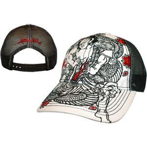 Miami Ink Trucker Sumo Dragon Fight cap baseball mesh cap kleur zwart wit maat one size