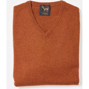 Osborne Knitwear Trui met V hals - Sweater heren in Lamswol - Pullover Heren - Chesnut - M