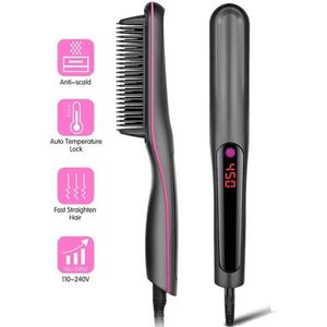 Luxe Draagbare Keramische Haar- & Baardborstel – Snel & Veilig Stylen – Anti-Klit – Voor Mannen & Vrouwen