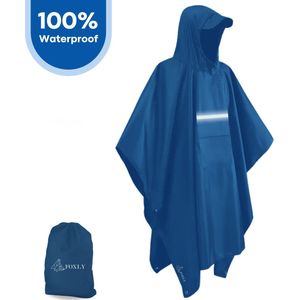 FOXLY® Regen Poncho Unisex - Fietsponcho - Dames & Heren - Waterdicht - Donkerblauw