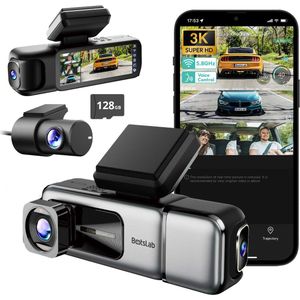 Botslab G980H Pro 3CH 4K Wifi GPS 128gb dashcam - 3-kanaals dashcam - 4K resolutie - Parkeermodus - App en GPS verbinding - Inclusief 128gb Micro SD kaart
