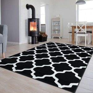 Tapiso Luxury Vloerkleed Zwart Wit Woonkamer Slaapkamer Tapijt Maat- 250x350