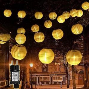 Lichtsnoer buiten - Lampions weerbestendig stroom 6 m 30 LED-lantaarns timer geheugenfunctie lichtketting 8 modi lampion stekker decoratie tuin lampionnen voor buiten