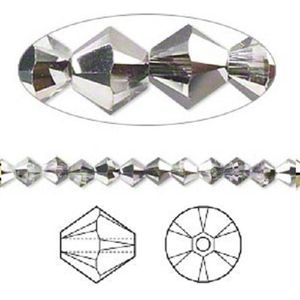 Swarovski Elements, 48 stuks Xilion Bicone kralen (5328), 4mm, crystal silver night