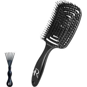 Haarborstel voor pijnloos ontwarren van krullen en dik haar – massageborstel voor dames en kinderen