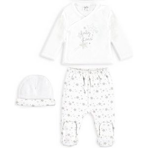 Yatsi - unisex baby set with hat - white grey - unisex baby setje - prematuur - maat 46