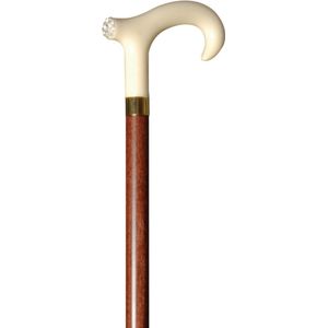 Classic Canes Bijzondere wandelstok – Bruin - Hardhout - Ivoren Fritz handvat – Met Swarovski kristallen - Lengte 88 cm - Wandelstokken - Wandelstok hout - Voor heren en dames - Houten wandelstok
