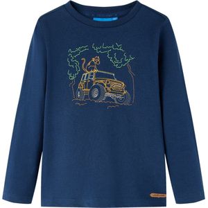 vidaXL - Kindershirt - met - lange - mouwen - 92 - marineblauw
