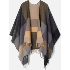 Damart - Geruite Poncho - Grijs - Dames