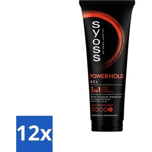 Syoss - Power Hold - Haargel - Extra Sterke Fixatie - 250 ml - Voordeelverpakking - 12 stuks