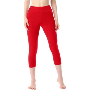 Merry Style MS-MS10-430-LE Dames Capri Leggings - Sport - Vrijetijdsbroek - 3/4 Lengte - Katoen - Sporbroek - Yogabroek - Rood - S