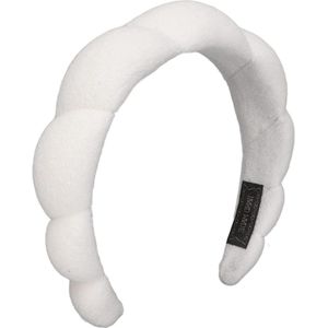Zachte gewatteerde spa-hoofdband voor gezichtsmake-up - Bloemen en witte wolken - Wit - Zeer absorberend - Flexibel - Comfortabel