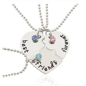 WiseGoods - Luxe Vriendschapsketting - Best Friends Forever - 3 Personen - Sieraden - Vriendschap - BFF Ketting - Zilverkleurig