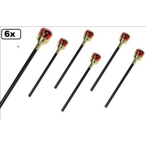 6x Scepter koning 48cm - Carnaval king thema party feest verjaardag festival optocht