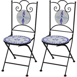 FIONERA Bistrostoelen inklapbaar 2 st keramiek blauw en wit