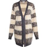 usha - FESTIVAL - Gebreid Vest - Beige / Antraciet - Lange Mouw