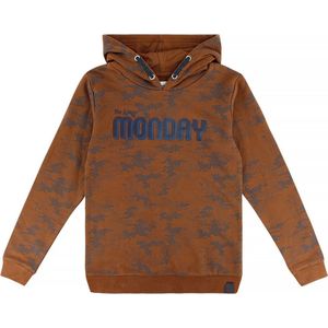 No Way Monday - Sweater hooded - Bruin - print zwart - Maat 146