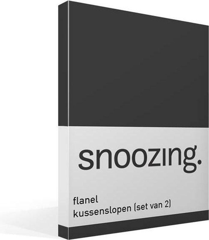 Snoozing - Flanel - Kussenslopen - Set van 2 - 50x70 cm - Antraciet