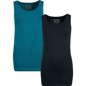 R.E.D. Rock-Engineered Design Zwarte/benzine top in een dubbele verpakking - Dames - S