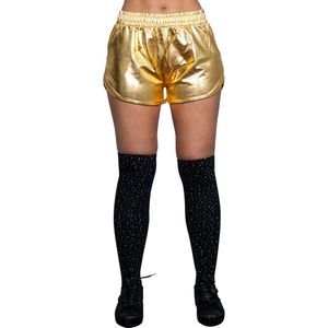 Foute party - Festival - glanzende korte broek - short - goud - met steekzakken - XL
