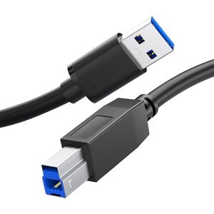 Qost - USB-A naar USB-B 3.0 kabel - USB 3.0 naar Printerkabel - 5 Meter - Zwart - 5 Gbit/s