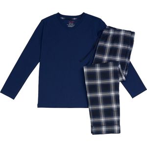 La-V - Pyjama Set - Grijs - Jongens - Flanel Broek - Geruit Patroon