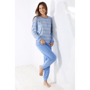 Blauwe badstof pyjama Hajo - Blauw - Maat - 36/38