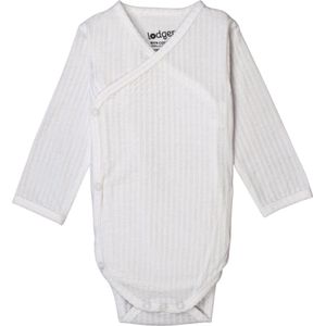 Lodger Lange Mouw Baby Romper 62 Wit Handige Overslag Katoen Romper LS Seersucker