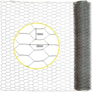 Horizont - Kippengaas - 5m lang - 40cm hoog - Verzinkt staal - Maaswijdte 13x25 mm - Grijs - Duurzaam en Veelzijdig - Inclusief accessoires - Kippengaas
