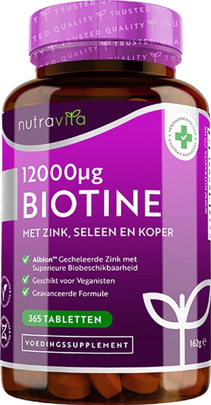 Nutravita - Biotine Zink Selenium Koper - Tabletten - 12000mg Biotine