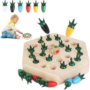 Wortelgeheugenspel - van hout - training concentratie - gezelschapsspellen - verjaardagscadeaus - 1-6 spelers