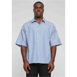 Urban Classics - Striped Short Sleeve Summer Overhemd - L - Wit/Blauw