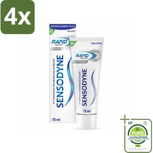 Sensodyne - Tandpasta - Rapid Relief Whitening - Snelle Gevoeligheidsverlichting - 75 ml - Voordeelverpakking - 4 stuks - Gevoelige tanden - Tandpasta