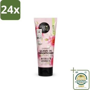 Organic Shop - Shining Leave-In Conditioner Water Lily & Amaranth - 75 ml - Voordeelverpakking - 24 stuks - Glans - Amaranth